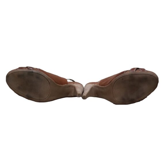 Eldita's 4" Lace Up Gladiator Heels Tan Stiletto Sz 8.5 M Womens Open-Toe Molded - Picture 4 of 8